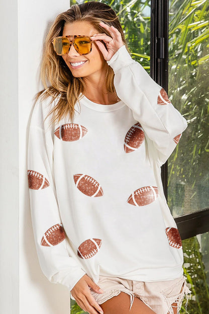 HuddleBabe™ Football Sequin Crewneck